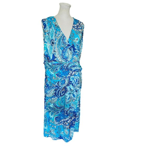 NWT Lauren by Ralph Lauren Blue Floral Dress size 14W - Picture 3 of 14